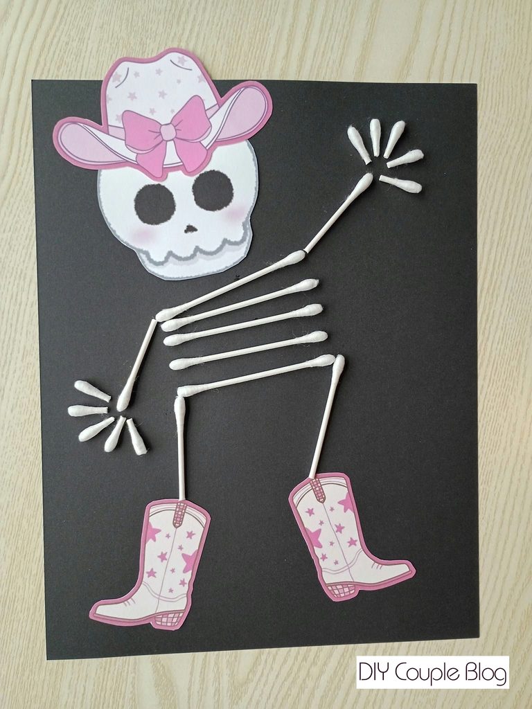 girl skeleton cowgirl Halloween craft for kids