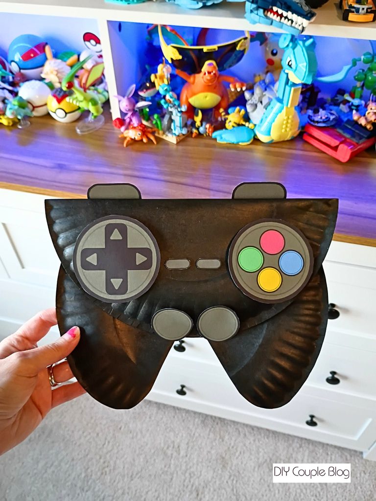 finished DIY paper plate video game controller craft